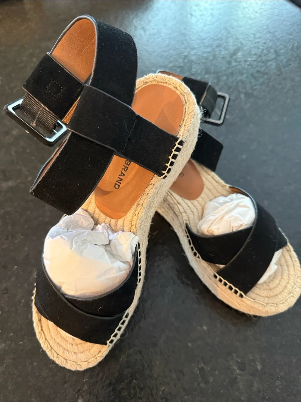 Lucky Brand Black Wedge Sandals